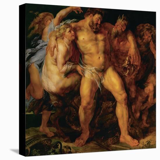 Hercules, drunk, led by a nymph and a satyr.-Peter Paul Rubens-Stretched Canvas