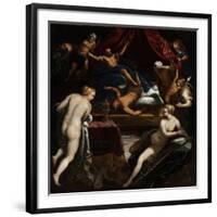 Hercules Expelling the Faun from Omphale's Bed-Jacopo Tintoretto-Framed Giclee Print