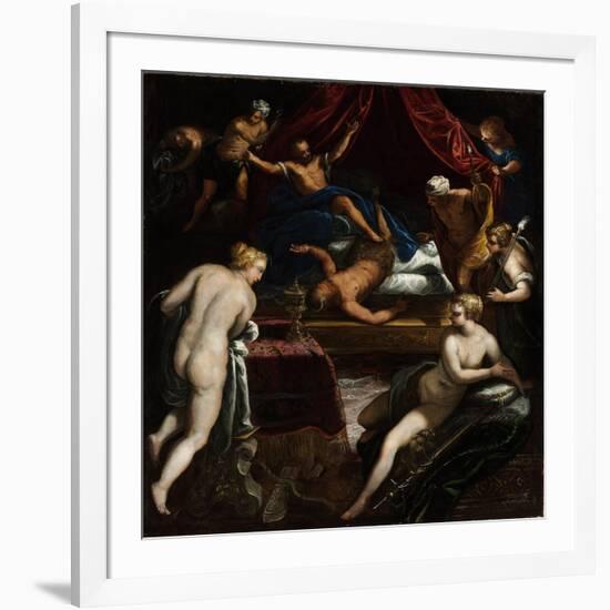 Hercules Expelling the Faun from Omphale's Bed-Jacopo Tintoretto-Framed Giclee Print