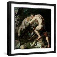 Hercules Fighting the Nemean Lion-Peter Paul Rubens-Framed Giclee Print