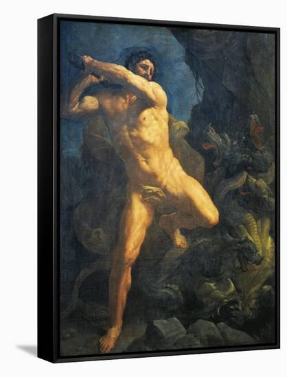 Hercules Killing Hydra of Lerna-Guido Reni-Framed Stretched Canvas
