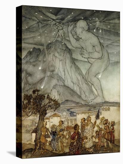 Hercules Supporting the Sky instead of Atlas-Arthur Rackham-Stretched Canvas