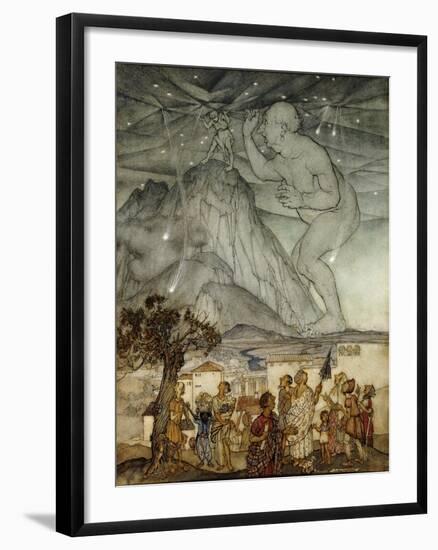 Hercules Supporting the Sky instead of Atlas-Arthur Rackham-Framed Giclee Print