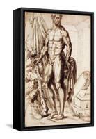 Hercules Turned to the Left, Leaning on His Club, Holding Drapery-Baccio Bandinelli-Framed Stretched Canvas