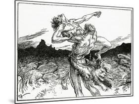 Hercules Wrestling with Antaeus, from 'The Book of Myths' by Amy Cruse, 1925-null-Mounted Giclee Print