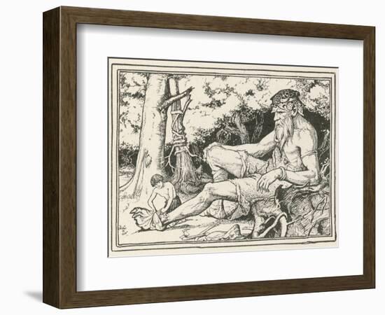 Herd-Boy Binds the Injured Foot of a Friendly Giant-Henry Justice Ford-Framed Photographic Print