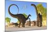 Herd of Apatosaurus Dinosaurs Wander Through a Prehistoric Forest-null-Mounted Premium Giclee Print