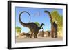 Herd of Apatosaurus Dinosaurs Wander Through a Prehistoric Forest-null-Framed Art Print