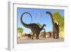 Herd of Apatosaurus Dinosaurs Wander Through a Prehistoric Forest-null-Framed Premium Giclee Print