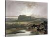 Herd of Bison on the Upper Missouri-Karl Bodmer-Stretched Canvas