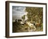 Herd of Cows at a Drinking Pool-Charles Emile Jacque-Framed Giclee Print