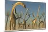 Herd of Diplodocus Dinosaurs-null-Mounted Art Print