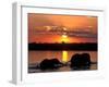 Herd of Elephants, Chobe River at Sunset, Chobe National Park, Botswana-Paul Souders-Framed Premium Photographic Print