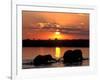 Herd of Elephants, Chobe River at Sunset, Chobe National Park, Botswana-Paul Souders-Framed Photographic Print