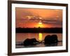 Herd of Elephants, Chobe River at Sunset, Chobe National Park, Botswana-Paul Souders-Framed Photographic Print