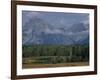 Herd of Elk Grazing in Meadow Framed by Peaks of the Grand Teton Mountains-null-Framed Photographic Print