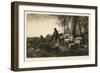 Herd of Pigs with Swineherd, 1878 (Drypoint)-Charles Emile Jacque-Framed Giclee Print