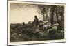 Herd of Pigs with Swineherd, 1878 (Drypoint)-Charles Emile Jacque-Mounted Giclee Print