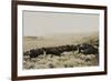 Herding Buffalo-null-Framed Art Print