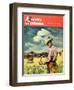 "Herding Cattle," Country Gentleman Cover, January 1, 1942-George Schreiber-Framed Giclee Print