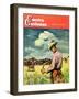 "Herding Cattle," Country Gentleman Cover, January 1, 1942-George Schreiber-Framed Giclee Print