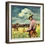 "Herding Cattle,"January 1, 1942-George Schreiber-Framed Giclee Print