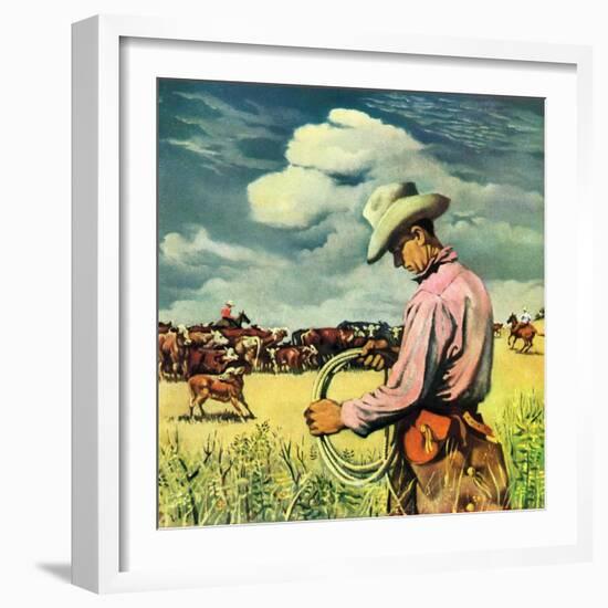 "Herding Cattle,"January 1, 1942-George Schreiber-Framed Giclee Print