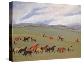 Herding Horses, Inner Mongolia-Vincent Haddelsey-Stretched Canvas