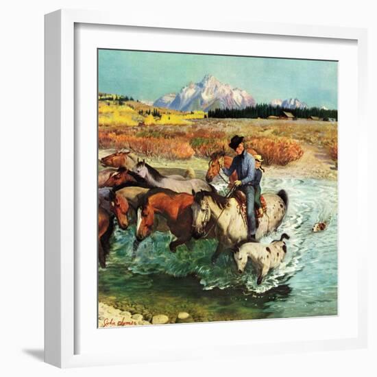 "Herding Horses", September 13, 1952-John Clymer-Framed Giclee Print