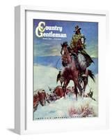 "Herding in Winter Storm," Country Gentleman Cover, March 1, 1944-Matt Clark-Framed Giclee Print