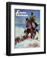 "Herding in Winter Storm," Country Gentleman Cover, March 1, 1944-Matt Clark-Framed Premium Giclee Print