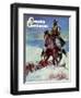 "Herding in Winter Storm," Country Gentleman Cover, March 1, 1944-Matt Clark-Framed Premium Giclee Print