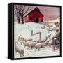 "Herding Sheep into Barn,"February 1, 1946-Matt Clark-Framed Stretched Canvas