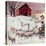 "Herding Sheep into Barn,"February 1, 1946-Matt Clark-Stretched Canvas