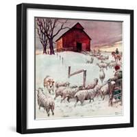 "Herding Sheep into Barn,"February 1, 1946-Matt Clark-Framed Giclee Print