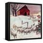 "Herding Sheep into Barn,"February 1, 1946-Matt Clark-Framed Stretched Canvas