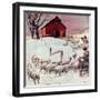 "Herding Sheep into Barn,"February 1, 1946-Matt Clark-Framed Premium Giclee Print