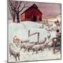 "Herding Sheep into Barn,"February 1, 1946-Matt Clark-Mounted Premium Giclee Print