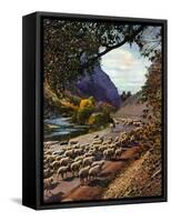 "Herding Sheep,"September 1, 1943-Mike Roberts-Framed Stretched Canvas