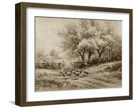 Herding Sheep-Carl Weber-Framed Art Print