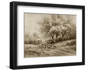 Herding Sheep-Carl Weber-Framed Art Print