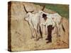 Herdsman and Cattle-Giovanni Fattori-Stretched Canvas