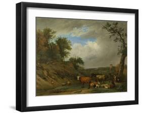 Herdsmen with their Cattle, after Paulus Potter-Paulus Potter-Framed Art Print