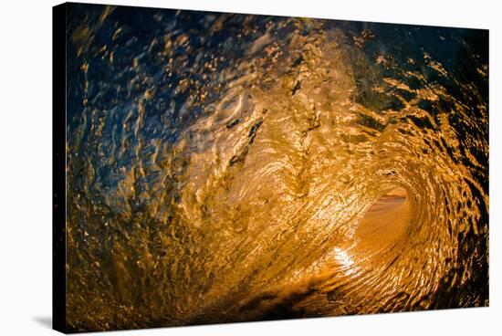 Here comes the sun-Looking out of a tubing wave at sunrise from inside the wave-Mark A Johnson-Stretched Canvas