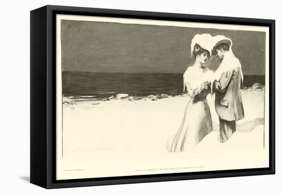 Here it is Christmas and They Began Saying Goodbye in August (Lithograph)-Charles Dana Gibson-Framed Stretched Canvas