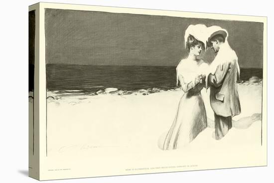Here it is Christmas and They Began Saying Goodbye in August (Lithograph)-Charles Dana Gibson-Stretched Canvas