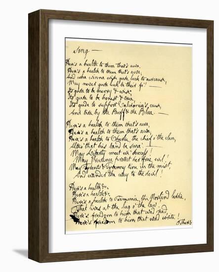 Here's a Health to Them That's Awa, C1792-Robert Burns-Framed Giclee Print