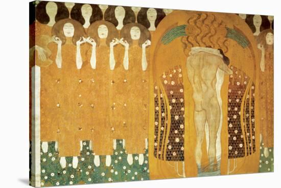 Here's a Kiss to the Whole World, Beethoven Frieze (detail), 1902-Gustav Klimt-Stretched Canvas