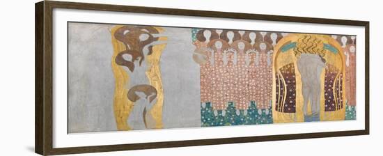 Here's a Kiss to the Whole World!, Detail of the Beethoven Frieze, 1902 (Mixed Media on Stucco)-Gustav Klimt-Framed Giclee Print