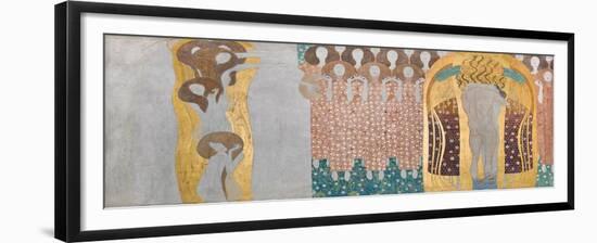 Here's a Kiss to the Whole World!, Detail of the Beethoven Frieze, 1902 (Mixed Media on Stucco)-Gustav Klimt-Framed Giclee Print